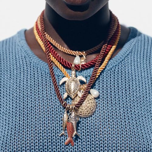 Boho Beach Pendant Necklace Set Summer Colorful Layered Braided Cord Necklace Fashion Charm Multi Layer Rope Marine Animal Pendant Necklace Beach Holiday Party Jewelry4