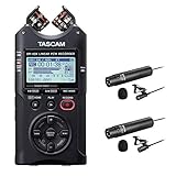 Tascam DR-40X Four-Track Digital Audio Recorder with Boya BY-M4C & BY-M4OD Lavalier Microphone...