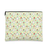 MAKE-UP-TASCHE MIT NIEDLICHEM HASEN-MOTIV, VERSPIELTES ERDBEERMUSTER, KOSMETIKTASCHE FÜR DAMEN, TRAGBARE KLEINE CANVAS-REISSVERSCHLUSS-ORGANIZER, FRÜHLINGS-HAUTPFLEGE-TASCHE, GELB, 7X9 INCH, BUNNY