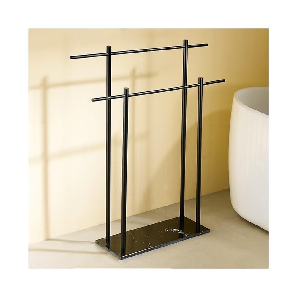 towel rail Floor-standing Marble Towel Rack Hotel Bathroom Vertical Storage Toilet Bar(Black+Black)