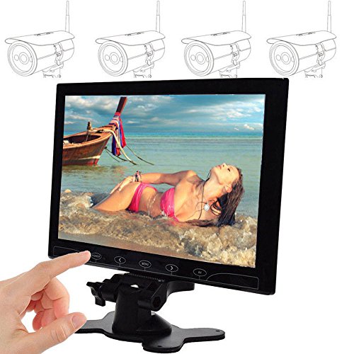SallyBestÂ® 10.1 Inch Ultra Thin 16:9 HD 1024 * 600 Color TFT LCD Display Headrest Monitor Touch Button Monitor Screen with AV HDMI VGA Video Input