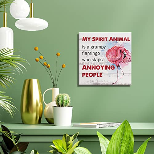 Country Pink Flamingo Canvas Prints Wall Art Decor Desk Sign Summer Flamingo Quote Poster Painting Framed Artwork 8 X 8 Inch Rustic Home Shelf Wall Decoration #TOP3