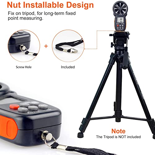 Image of Kethvoz Anemometer, Digital Wind Speed Meter & CFM Air Flow Tester - Handheld Device to Measure Wind Velocity, Temperature, CFM for HVAC, Drone Flying, Sailing, Hunting