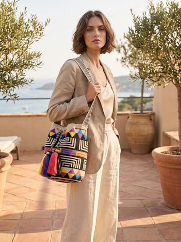 Image of WYOU Designer Collection Wayuu Hand-Crochet Woven Bag - Boho Crossbody, Colorful Purses for Women