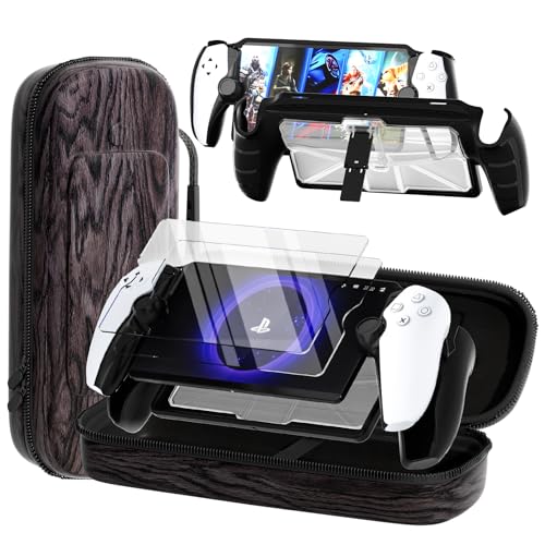 QUAGGY 3-in-1 Accessoris Kit Compatible with Playstation Portal, EVA Carrying Case for PS Portal with Silicone Protective Cover with stand, 2 Pack Screen Protectors