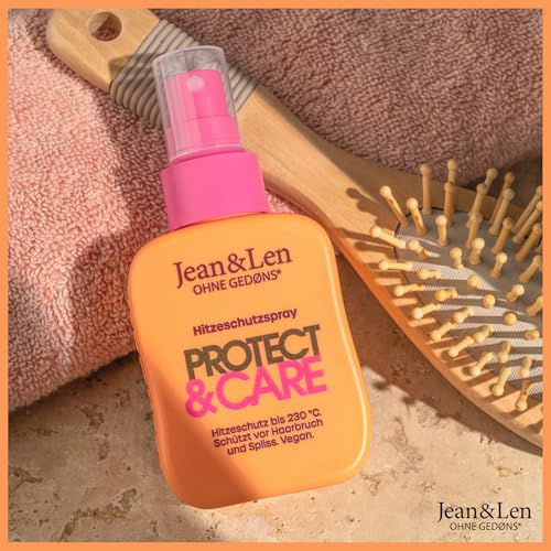Jean & Len Hitzeschutzspray Protect & Care, schützt das Haar bis 230 °C vor Haarbruch & Spliss, sorgt für geschmeidiges Haar, ohne Silikone & Parabene, vegan Heat Protection Spray, 100 ml