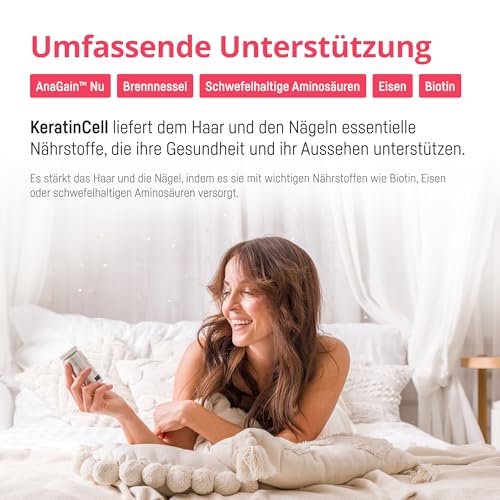 Keratin Kapseln – Haarvitamine mit Biotin (2000 µg), MSM, Eisen & Brennnessel – mit AnaGain aus Erbsensprossen – für Frauen & Männer – vegan, laborgeprüft (60 Kapseln)