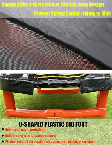 LANGXUN 6.5Ft 7-in-1 Rectangle Trampoline for Kids, with Climb, Slide, Swing, Basketball Hoop, Multi-Functional Indoor Outdoor Baby Toddler Mini Trampoline for Girls and Boys Birthday Gift, Age 1-10