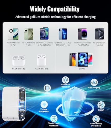 Image of 40W Retractable Wall Charger, 3 in 1 Retractable Phone Charger Wall Plug with Dual USB Ports,Fast USB C Chargers Block for iPhone 17 16 15 14,Galaxy S23 22,LG,Pixel