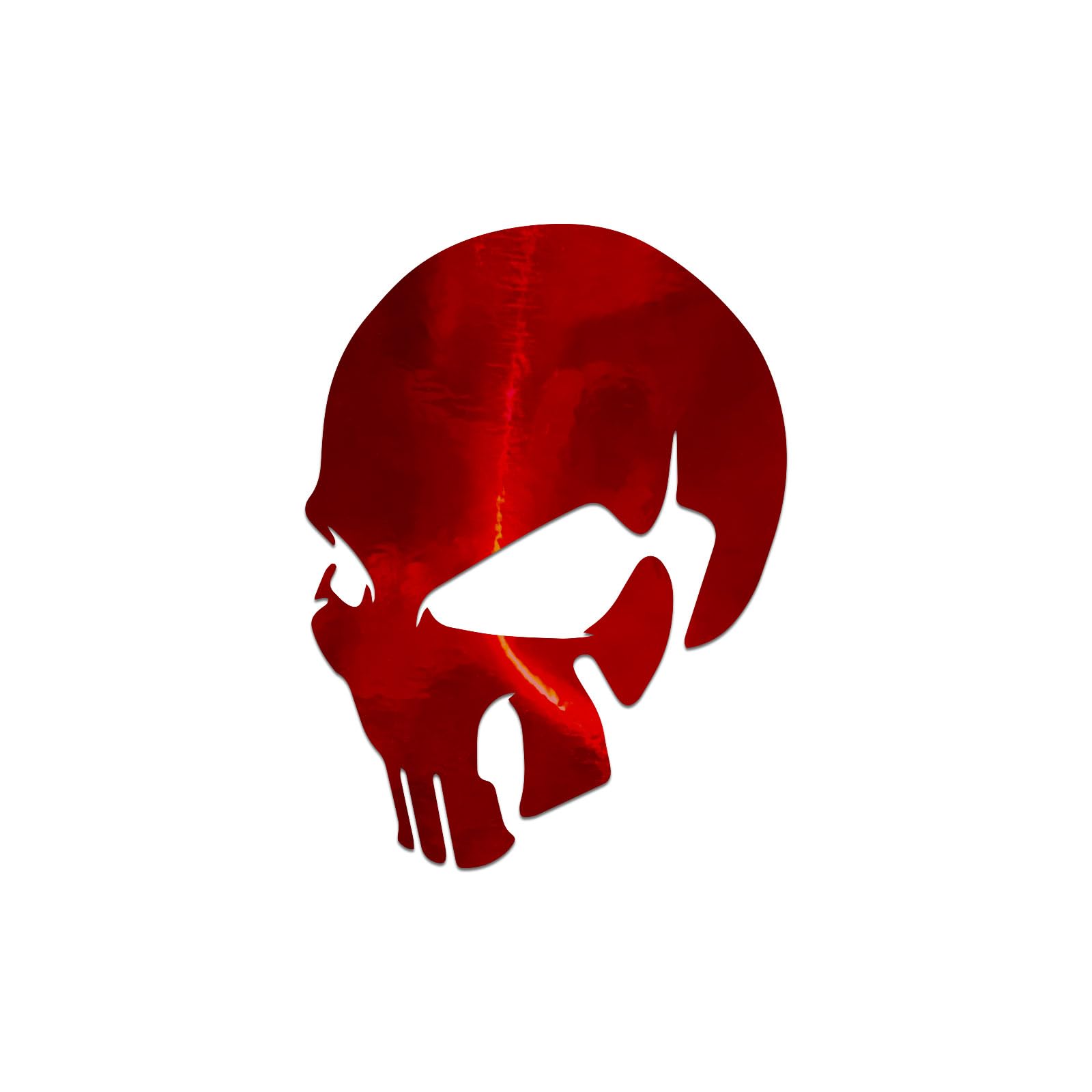 Skull Silhouette Vinyl Decal Notebook Car Laptop 4" x 5.5" (Red Holographic)