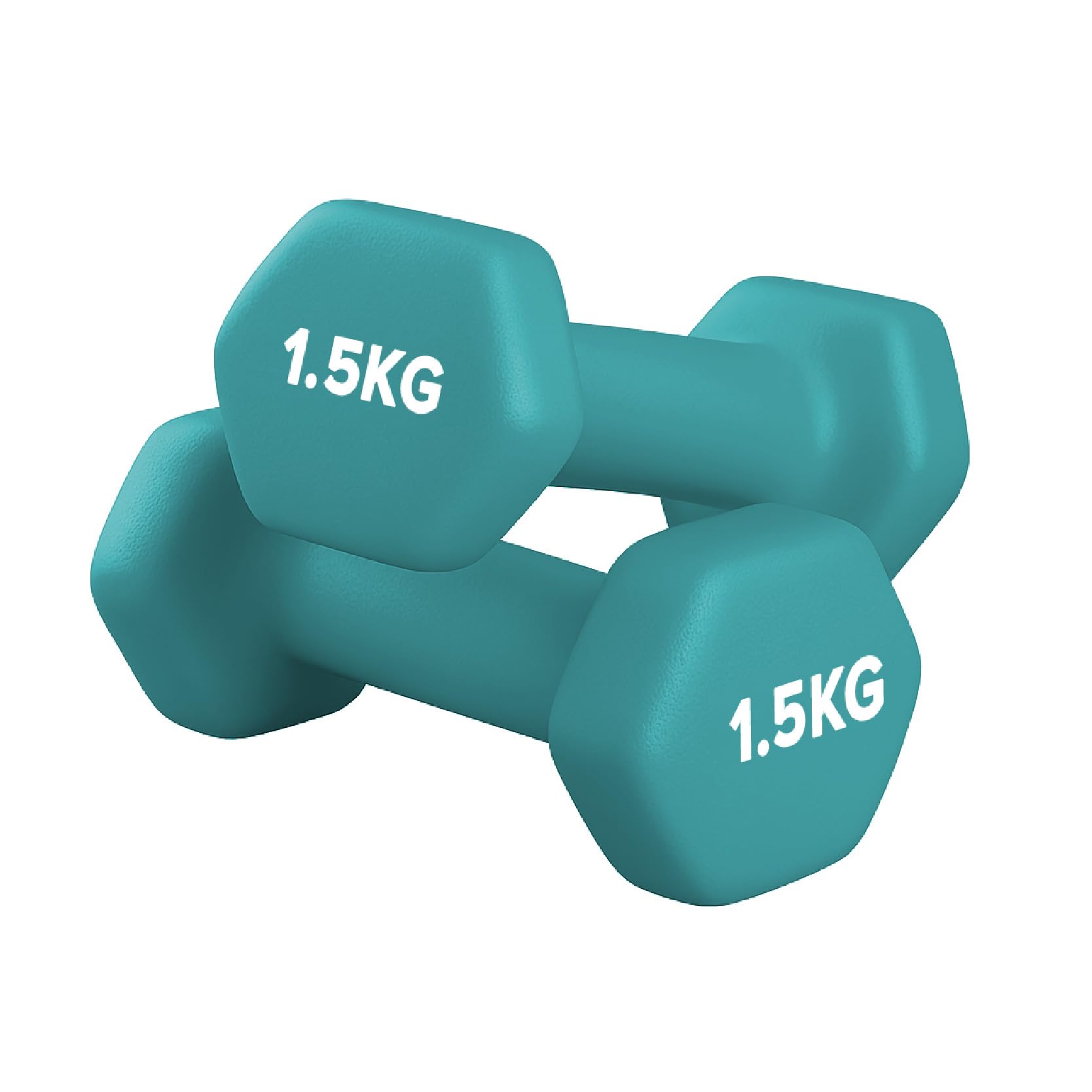 Neoprene Dumbbells Pair for Women Home Gym, Hex No-Roll Design, Non-Slip Grip, Colour Coded Weights Set, 0.5kg to 10kg (1.5kg-Pair-Blue)