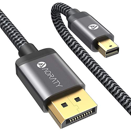 AORATY Mini DisplayPort to DisplayPort Cable, 6.6ft Mini DP to DP Cable [4K@60Hz, 2K@165Hz, 2K@144Hz] Nylon Braided/Gold-Plated Thunderbolt Compatible for MacBook Air/Pro, Surface Pro/Laptop(Grey)