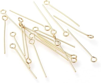 DanLingJewelry Approx 500Pcs Golden Color Stainless Steel Eye Pins 21 Gauge Open Eyepins Head Pins for Jewelry Making Findings 0.7 mm
