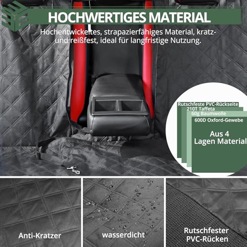 EYPINS Hundedecke Auto Rückbank Kratzfeste, wasserdichte Autoschondecke Hund Rücksitz, rutschfeste, waschbare Hundeschutz Rückbank mit Hundegurt, Innenschutz für Auto LKW SUV| 137x125cm| Universal