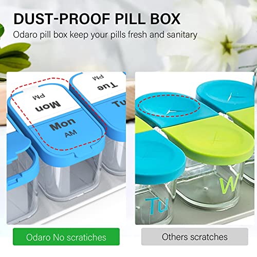 Image of Odaro Extra Large Weekly Pill Organizer, XL Pill Box 7 Day Am Pm, Jumbo Medicine Organizer 2 Times A Day to Hold Daily Medicine Vitamin and Supplements - Blue