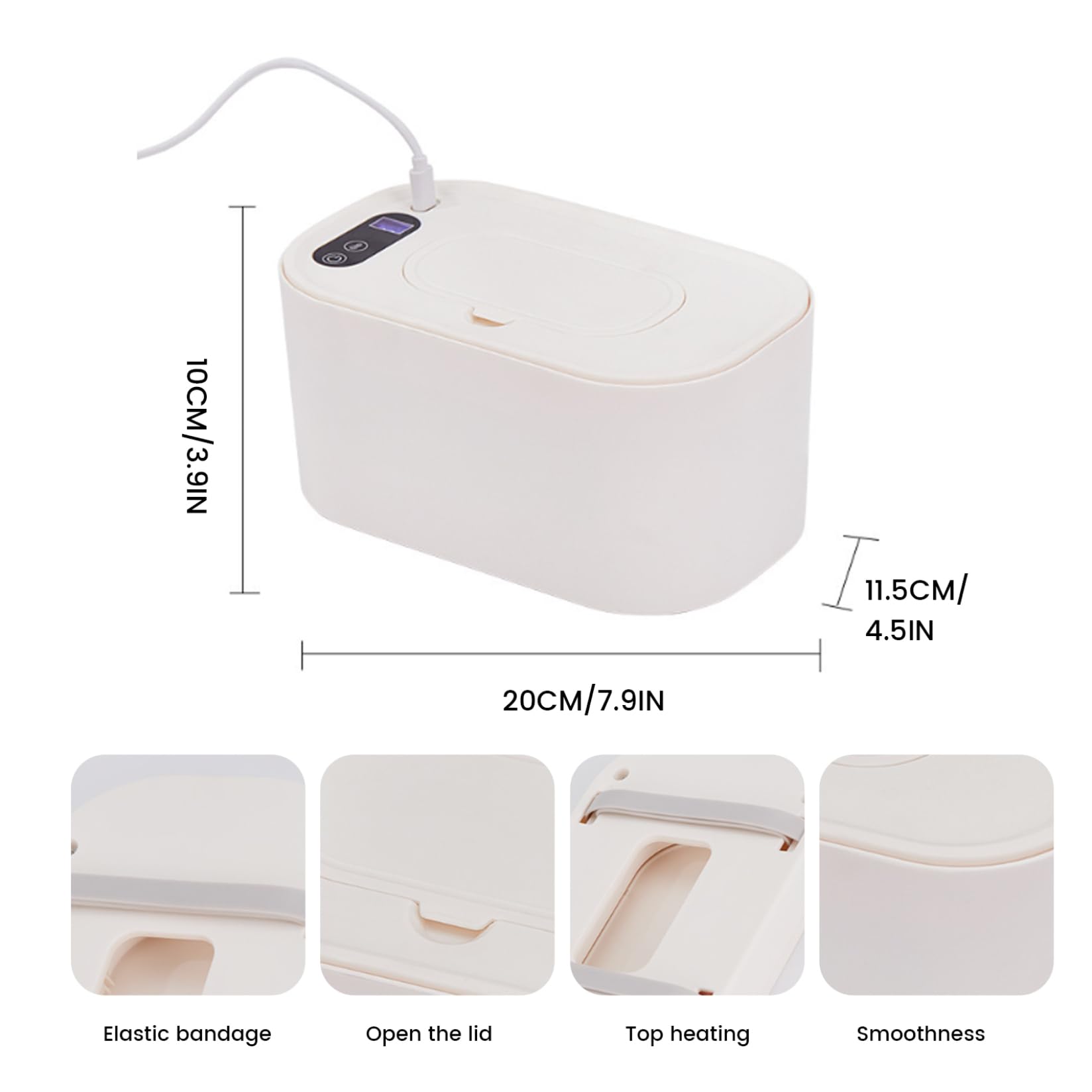 Chauffe-lingettes bébé 40-60 °C réglable silencieux écran LED distributeur USB portable