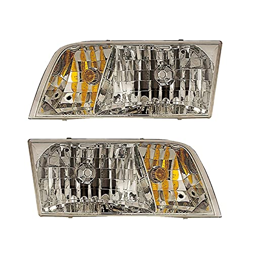 Headlights Front Lamps Pair Set for 98-11 Ford Crown Victoria Left Driver & Right Passenger