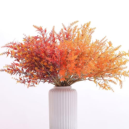 HBell 12 Bundles Artificial Fall Flowers No Fade Faux Autumn Plants,Fake Indoor Outdoor Greenery for Thanksgiving Christmas Wedding Party Home Garden Décor (Autumn)