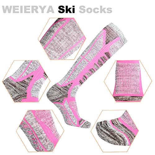 image for WEIERYA Ski Socks 2 Pairs Pack for Skiing, Snowboarding, Cold Weather,