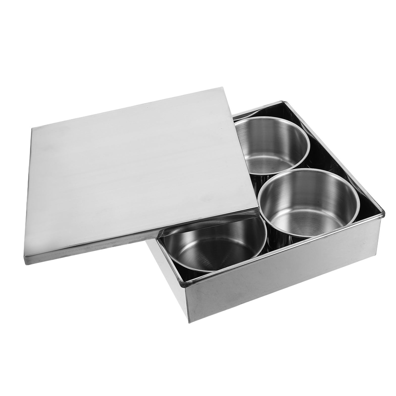 Operitacx Edelstahl Gewürzbehälter mit Vier Fächern Japanischer Küchengewürzhalter Langlebige Haushaltsbox für Soßen und Gewürze Minimalistisches Design für Zuhause und Restaurant