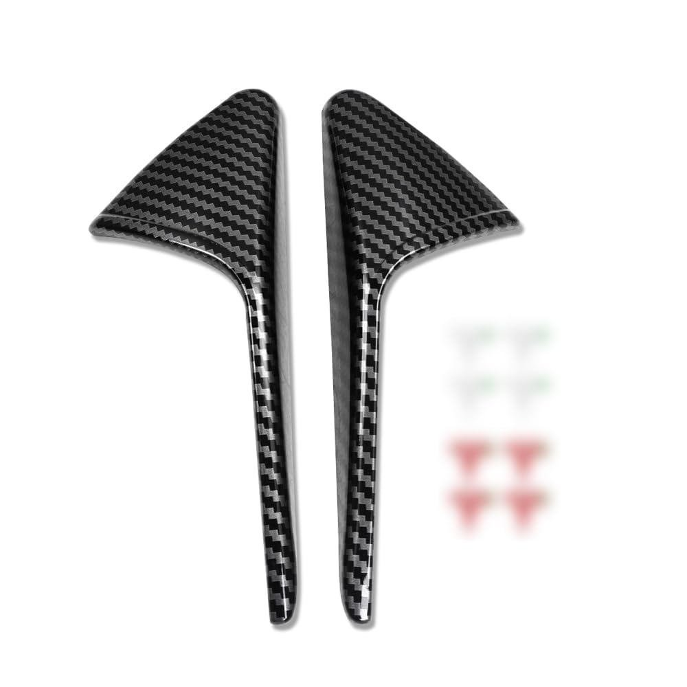 Side Camera Turn Signal Covers Glossy Carbon Fiber Pattern Compatible with Tesla Model X S 3 Y (2 Covers & 8 Stickers)