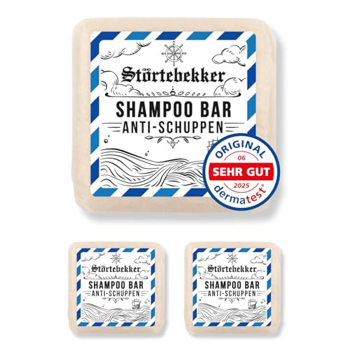 NEU: Störtebekker® Premium Festes Anti Schuppen Shampoo (3x) - Festes Shampoo Herren & Damen - 3in1 Duschseife Männer für Haare & Kopfhaut - vegan, handgefertigt (3x100g)