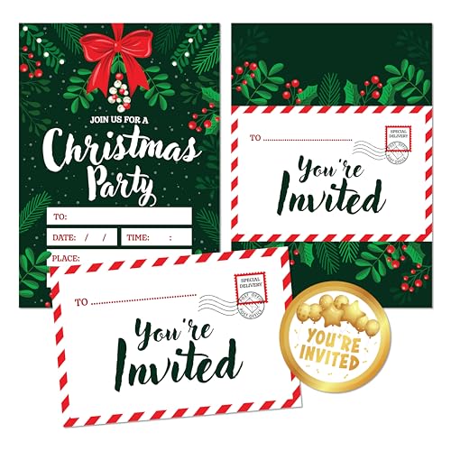 Kirsten McMillan 36 Einladungen für Weihnachtsfeiern, 36 Stück, Weihnachtsfeier für Erwachsene und Kinder, entworfen und gedruckt in Großbritannien