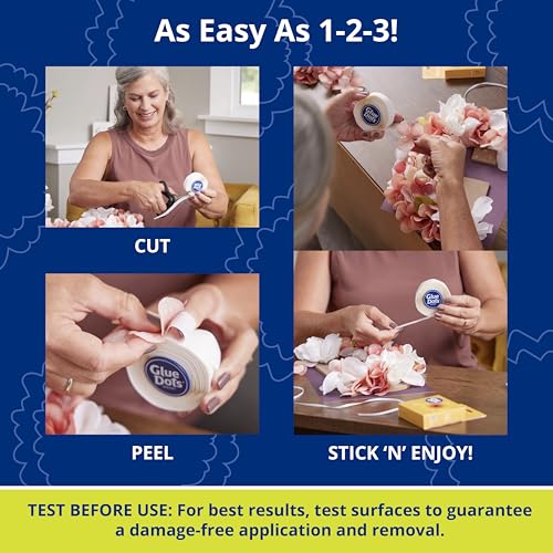 Image of Glue Dots, Flower Dots, Double-Sided, Permanent, 1 /2 inch, 300 Dots, DIY Fake Flower Bouquets Wreaths Decor, Sticky Tape Adhesive, Liquid Hot Glue Alternative, Clear