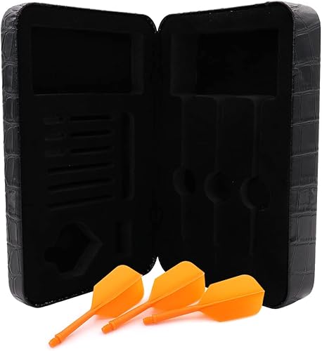 CUESOUL Estuche de dardos de lujo profesional PU con vuelos de dardo AK5, estuche de transporte de dardos para dardos de punta de acero o dardos de
