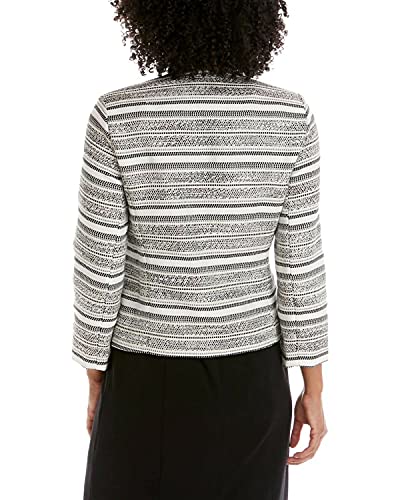 Kasper Women Jacket Combo Large Stripe Tweed Jacquard Gray L