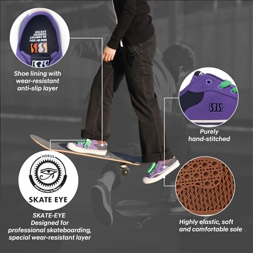 Image of Skateboard Shoes for Men Leather Low Top Pro Skateboarding Training Casual Sneakers