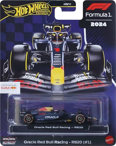 Image of Hot Wheels Premium Formula 1 Collection 1:64 Scale Die-Cast Oracle Red Bull Racing RB20 Vehicle with Real Riders Tires & Metal Body & Chassis