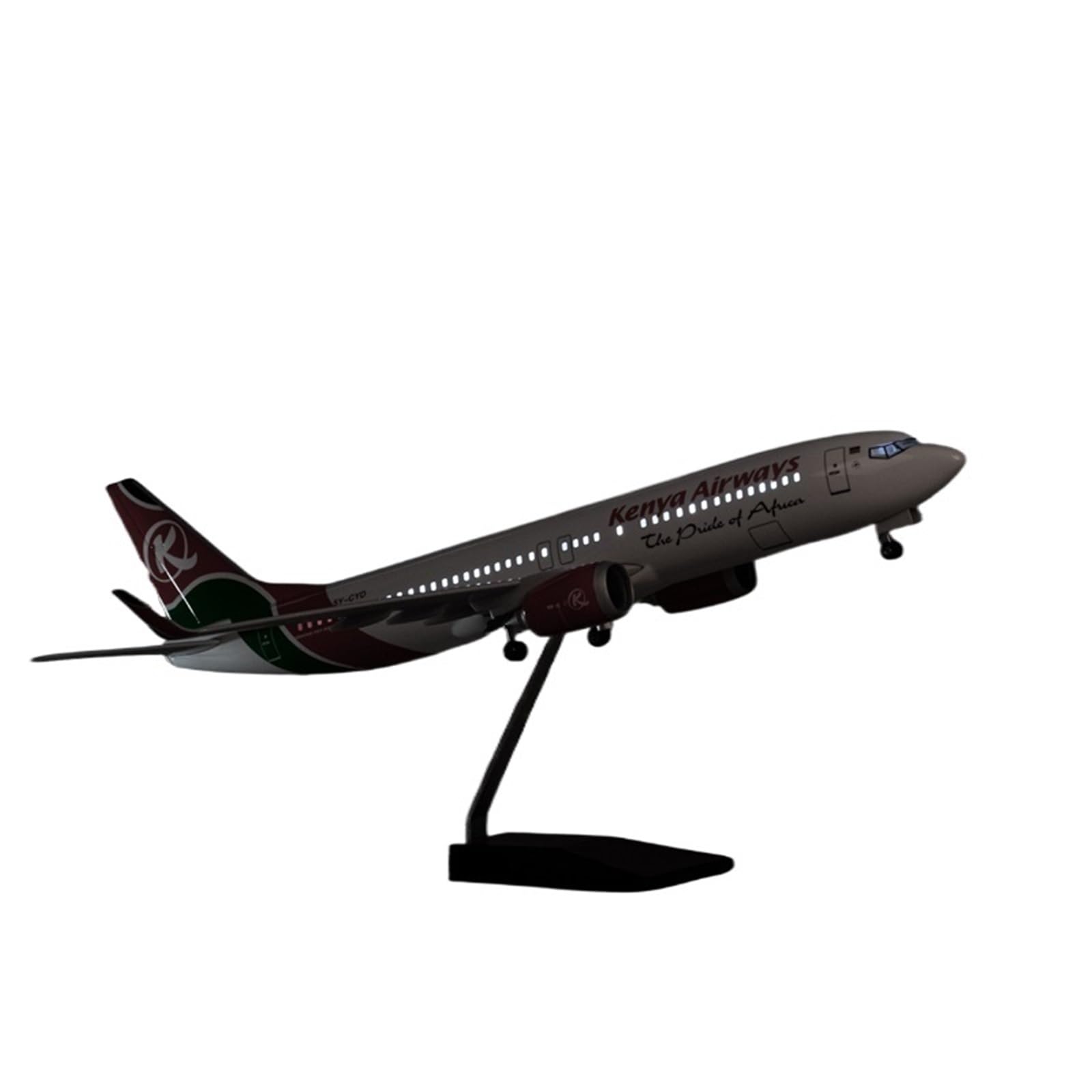 Vantor Repliki modeli samolotów Replika samolotów cywilnych w skali 1/85 47 cm Kenya Airways dla modelu samolotu Boeing 737 do wyświetlania miniaturowego w lotnictwie (ze światłem)