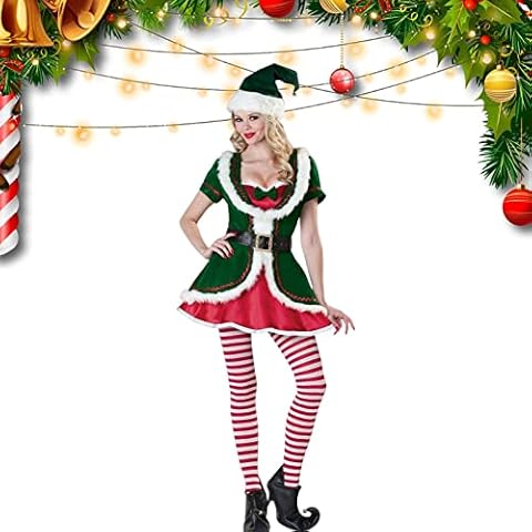 holexty Womens Elf Dress | Christmas Dresses For Women Sexy | Claus Santa Christmas Costume Green Dress Slim Fit Bodycon Dresses For Parties Holiday Cosplay Cover