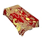 Moslion Decorative Rectangle Table Cloths Chinese Papercuts Dragon Tablecloth Table Cover for Dining/BBQ/Picnic/Coffee Table 60 X 84 Inches