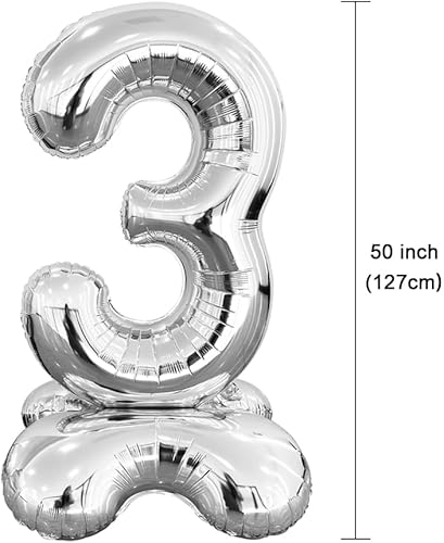 Miniatura 3 de Globo plateado con el número 30, globo gigante de helio, globo de Mylar para aniversario de cumpleaños de 30, 50 pulgadas