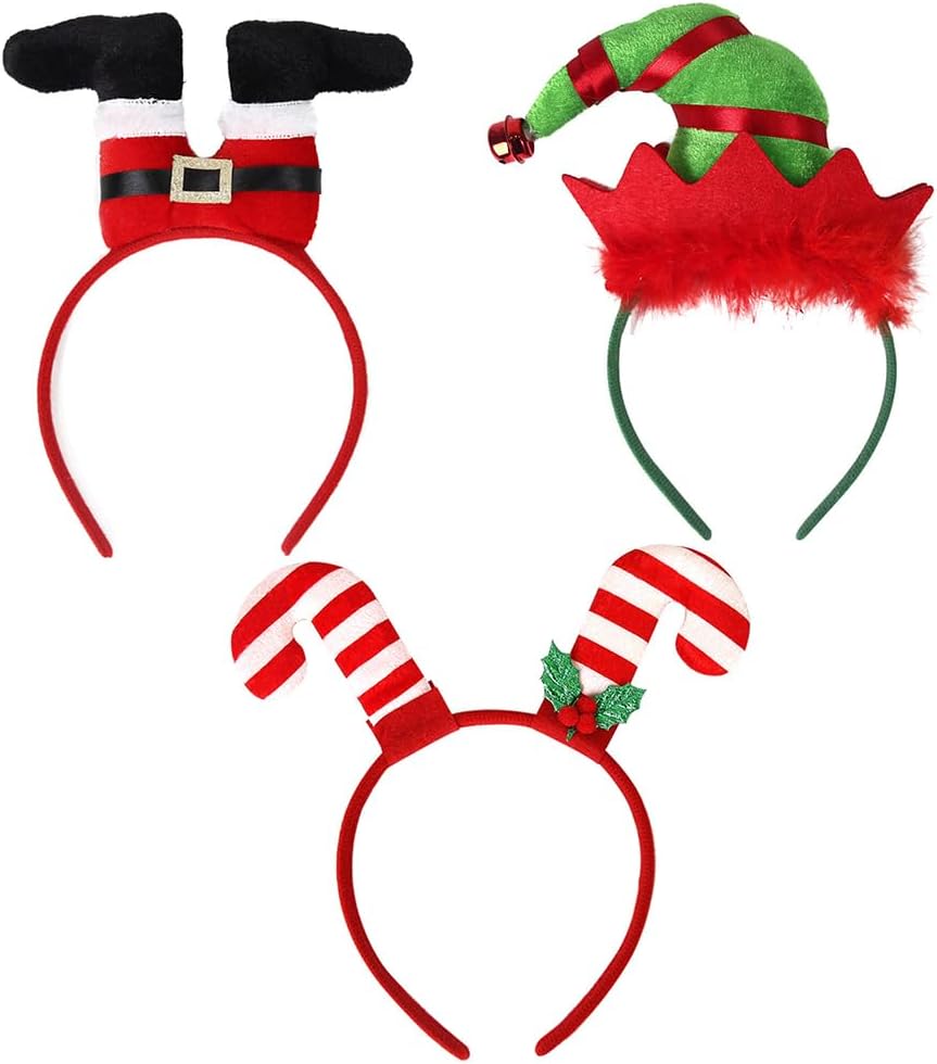 ikasus - 3 Pieces Christmas Santa Clown Headbands Reindeer Legs Antler Elf Hats for Kids Christmas Party