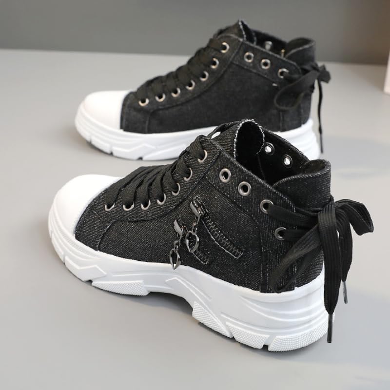 Women's High Top Canvas Sneakers - All-Season Platform Casual Shoes, Comfortable Board with Cushioned Sole, Lightweight Lace-Up Fashion2