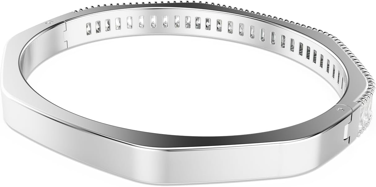 Swarovski Matrix Octagon Bangle, Baguette Cut, Clear, Pink Crystals, Rhodium and Gold-Tone Finishes