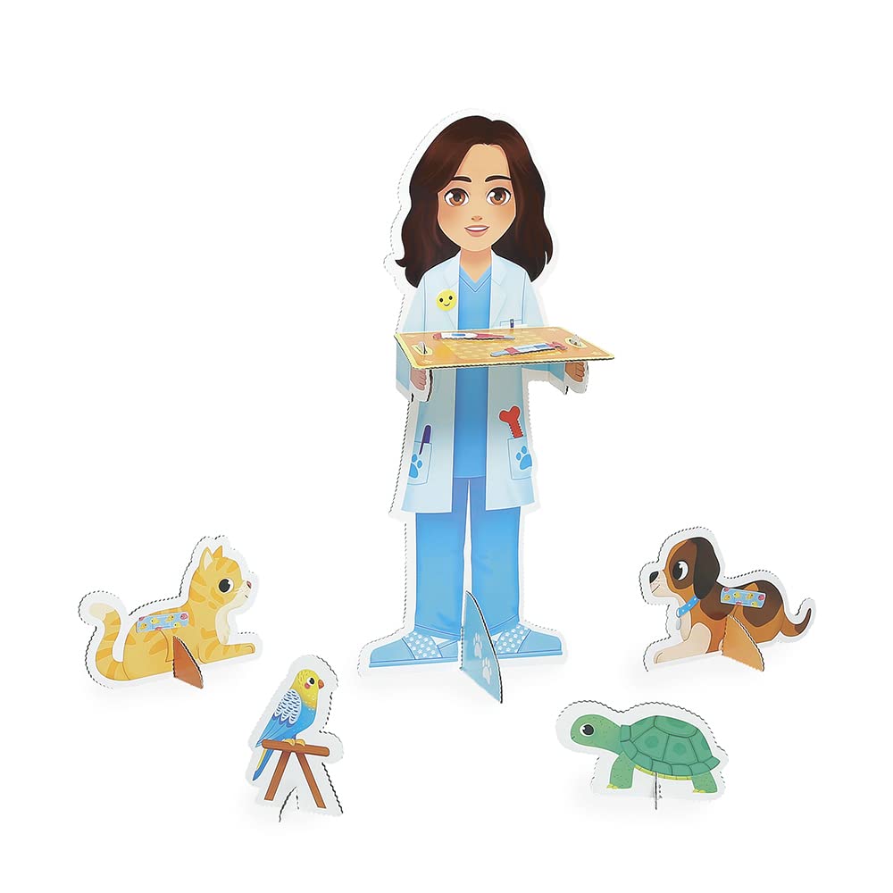 Janod - Un Jour… Le Vétérinaire - Jouet d'Imitation Métier - 40 Accessoires - Grands Personnages 65 cm - Développe l'imagination - Certifié FSC - Dès 3 Ans - J06622