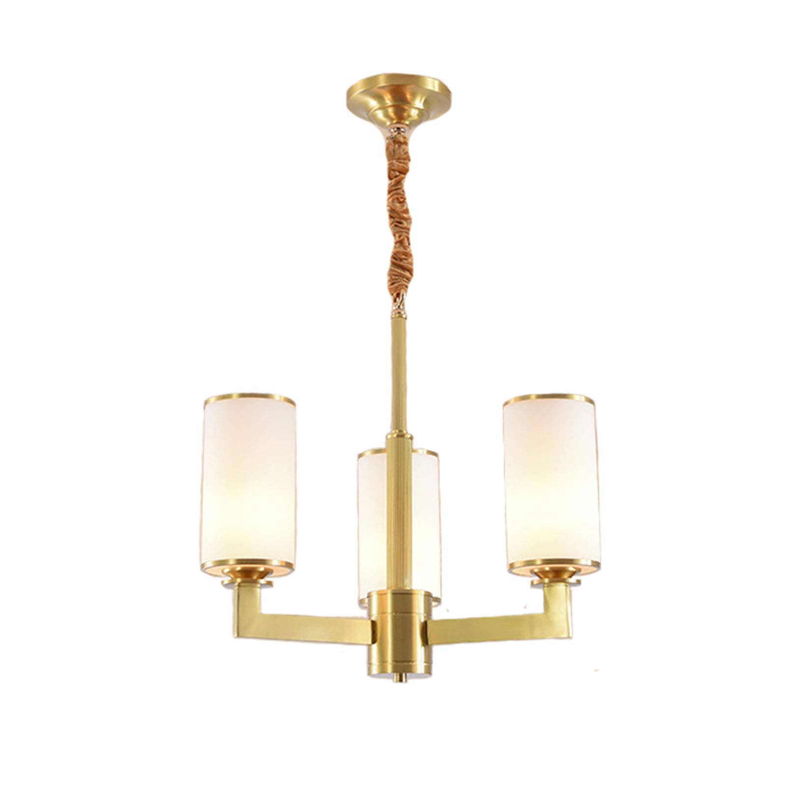 KXEcoLife E27 American Style Pure Copper Chandelier,Simple Atmosphere Creative Pastoral Classic Chandelier,Living Room Master Bedroom Dining All European Lamps-Copper 3t
