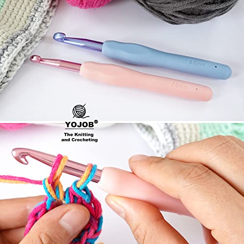 Image of YOJOB 2Pack Size 7.0mm, L / 8.0mm Crochet Hooks, Super Smooth & Ergonomic for Beginner and Advanced (7.0mm, 8.0mm)