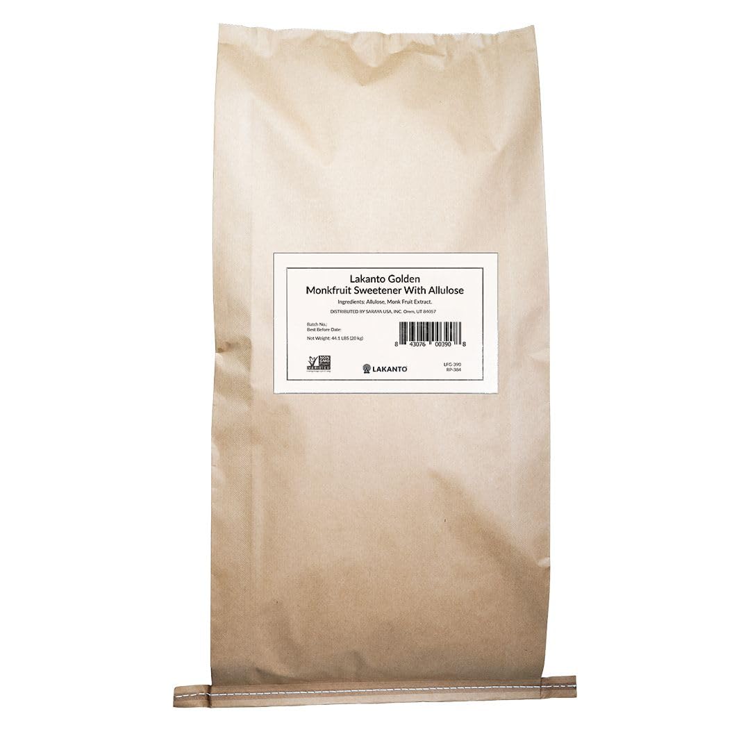 Lakanto Bulk Golden Monk Fruit Sweetener with Allulose - Bulk Raw Cane Sugar Substitute, Baking, Extract, Sugar Replacement (Golden - 20 kg)