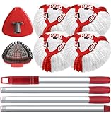 OKcedier Funda de recambio para Vileda Turbo 2 en 1, cabezales de recambio para fregona y fregona con 4 cabezales de microfibra, 1 palo, 1 base y 1 cepillo, apta para todo tipo de suelos