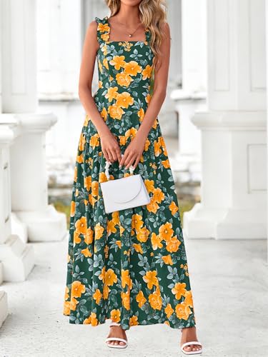 Image of BTFBM Dresses for Women Summer 2026 Formal Sleeveless Smocked Floral Long Wedding Guest Dress Party Spring
