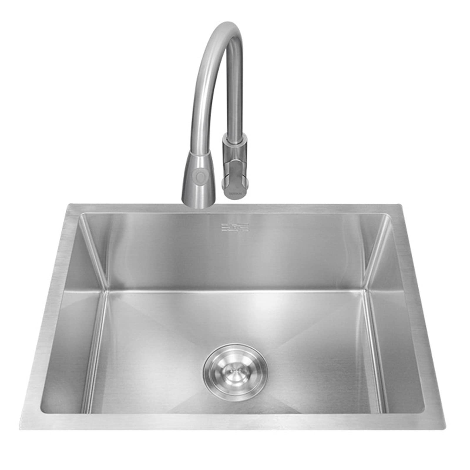 WIQUYBML Prep Sinks Built-in Kitchen Stainless Steel Single Bowl Balcony With Pull-out Faucets Undercounter Hand (Color : Silver, Size 45 * 21CM)