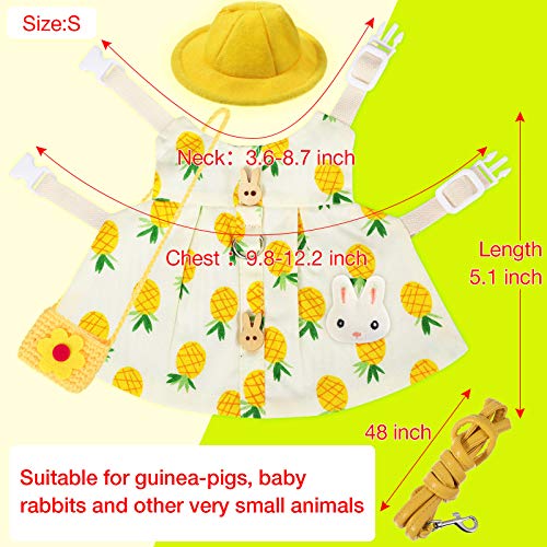 2 Sets Small Animal Harness Vest And Leash Set Small Pet Chest Harness Vest Walking Vest Harness For Rabbit Ferret Teacup Poodle Kitten (Pineapple And Plaid) #TOP2