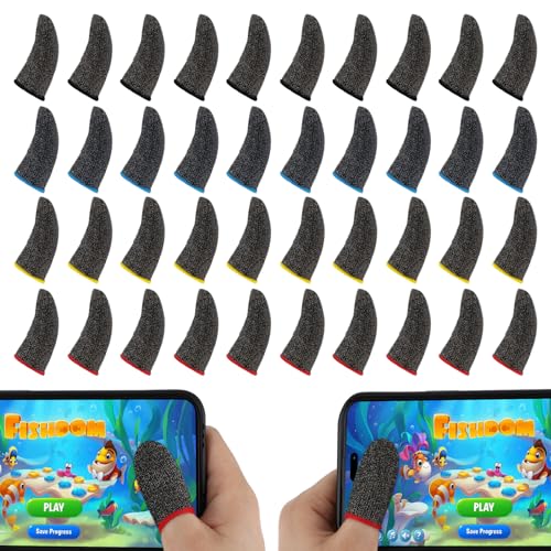 Tyqour 40Pcs Finger Sleeves Thumb Sleeves Mobile Gaming Finger Gloves for Gaming Dedales Gamer for Men Women Mobile Phone Game
