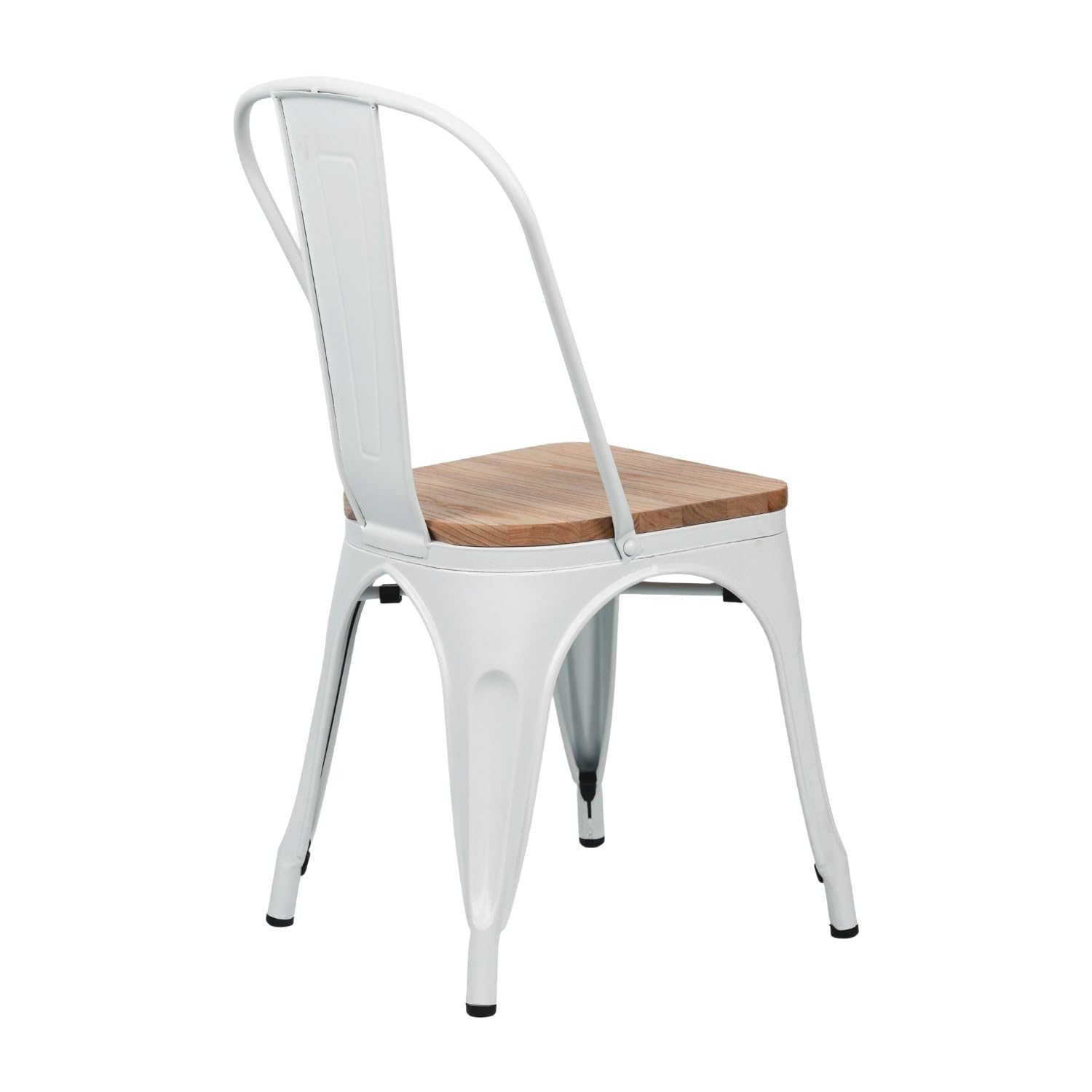 THINIA HOME Pack 4 Sillas Apilables Industriales de Acero y Madera 45x45x85cm