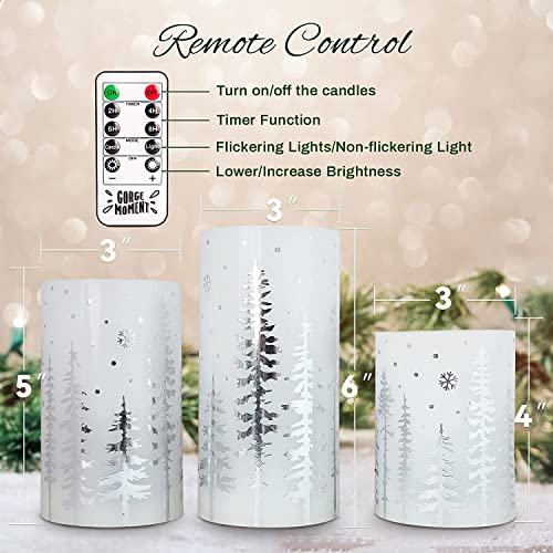 Gorge Moment Flameless Candles With Remote, Holiday Christmas Tree Flickering Real Wax Led Pillar Candles, Battery Operated Candle Lights, Xmas Decorations Gift Farmhouse Home Decoration thumb #1